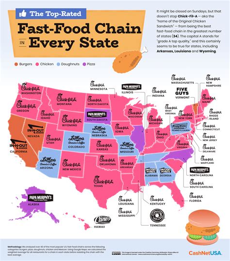 This map displays the distribution of fast food restaurants across the United States. 
